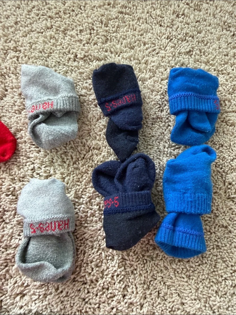 13 pairs - Hanes Toddler Short Crew Socks Pack in Gray, Navy & Red Bright Blue